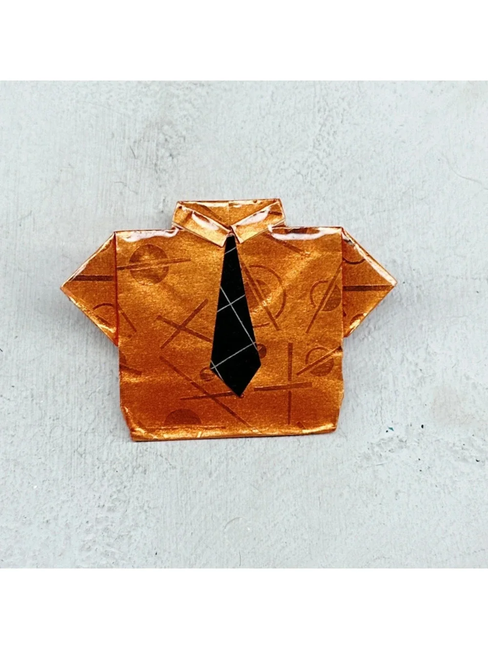 368u. Orange Resin Origami Brooch